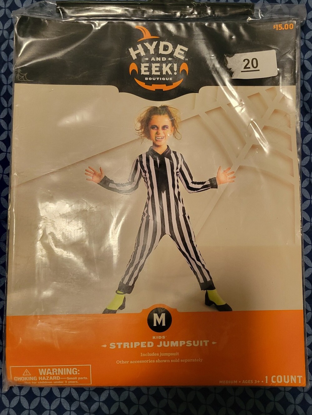 Kids Halloween Striped Jumpsuit Costume - Black & White Stripes With Tie